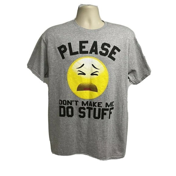 Delta Pro Weight Mens Graphic Gray T-Shirt Large Please Don't Make Me Do Stuff - Picture 1 of 9